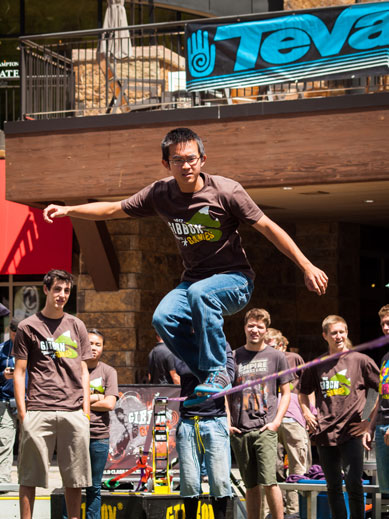 Man balancing on a slack line