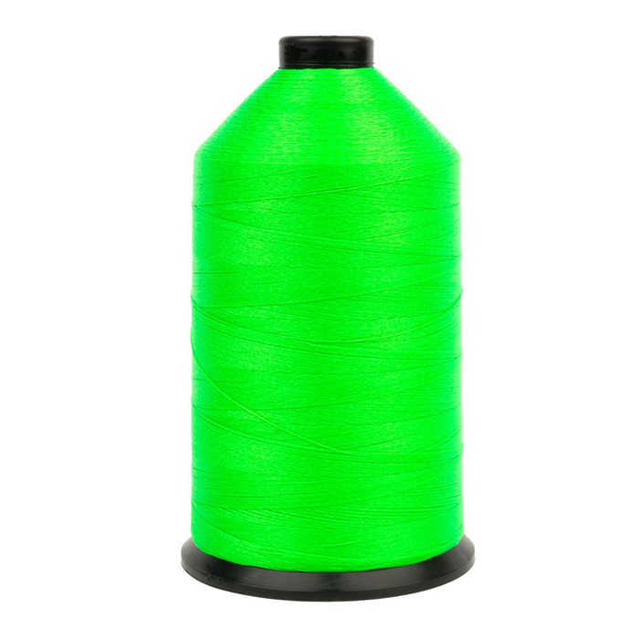 A spool of B69 neon green nylon thread